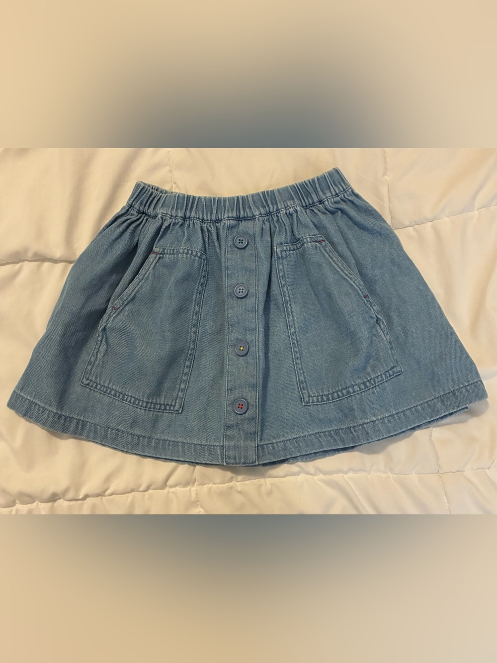 Mini Boden Girls Light Blue Denim Button-Front Skirt Size 5-6Y